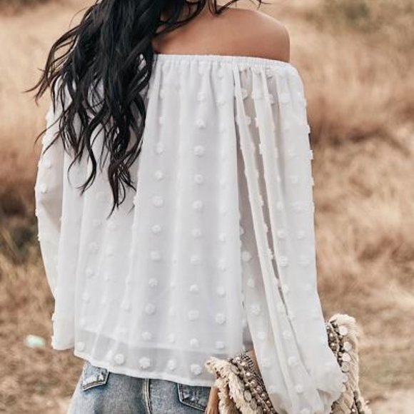 BOHO FLOWY OFF THE SHOULDER TOP - PINK - Picture 8 of 9
